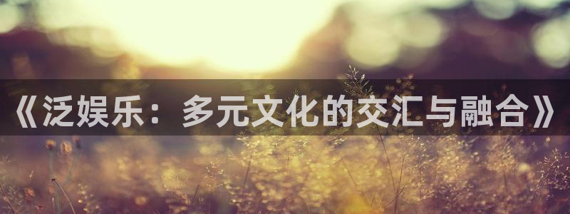 好彩运3平台登录注册：《泛娱乐：多元文化的交汇与融合》
